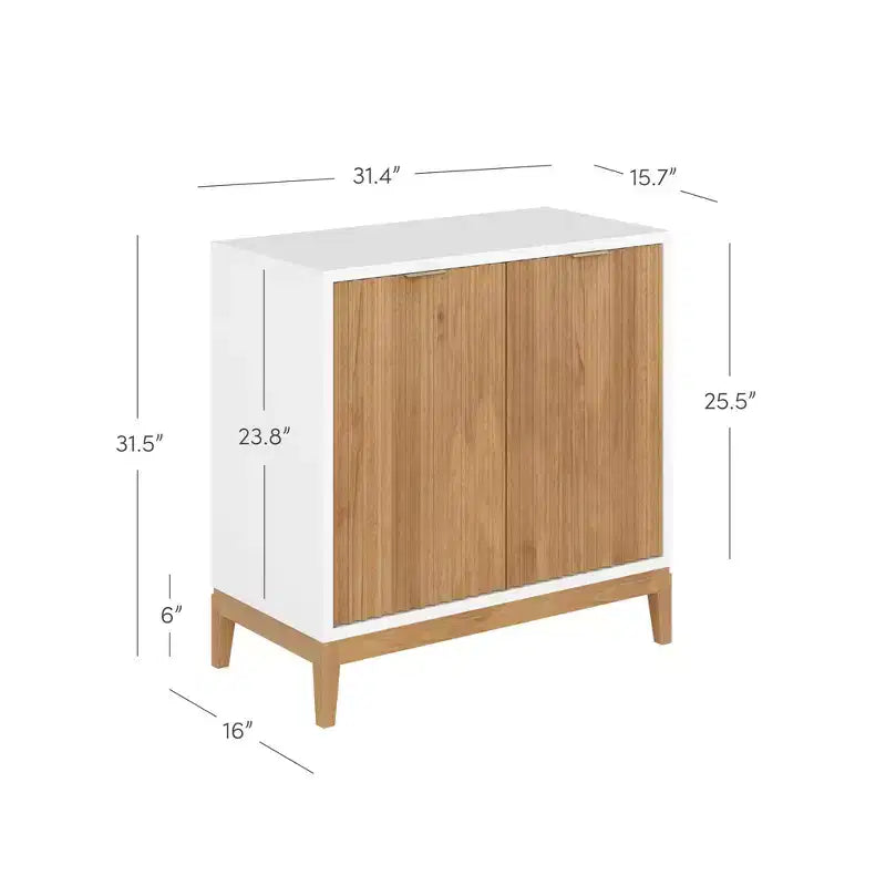 Meuble de rangement en bois rainuré avec porte