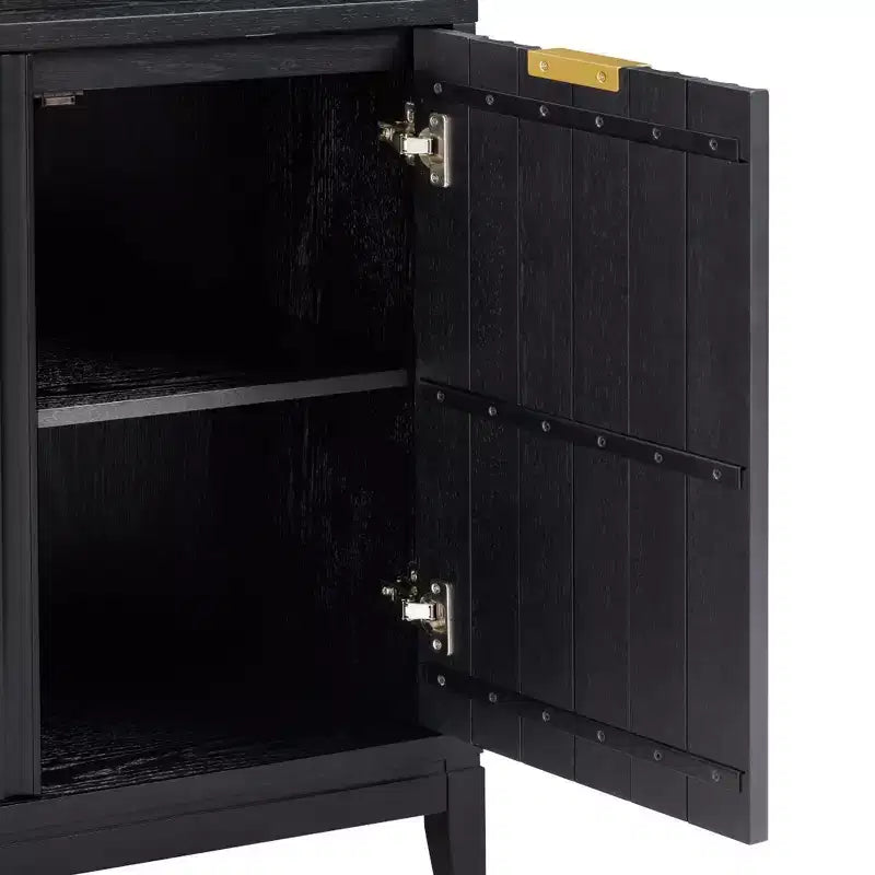 Meuble de rangement en bois rainuré avec porte