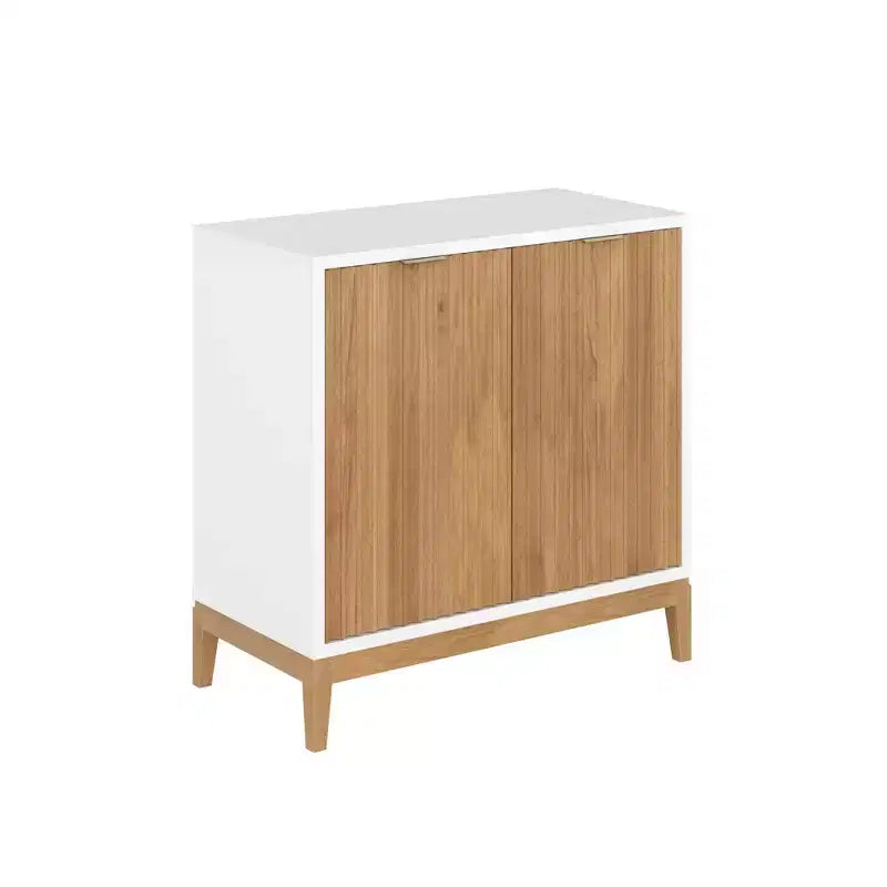 Meuble de rangement en bois rainuré avec porte