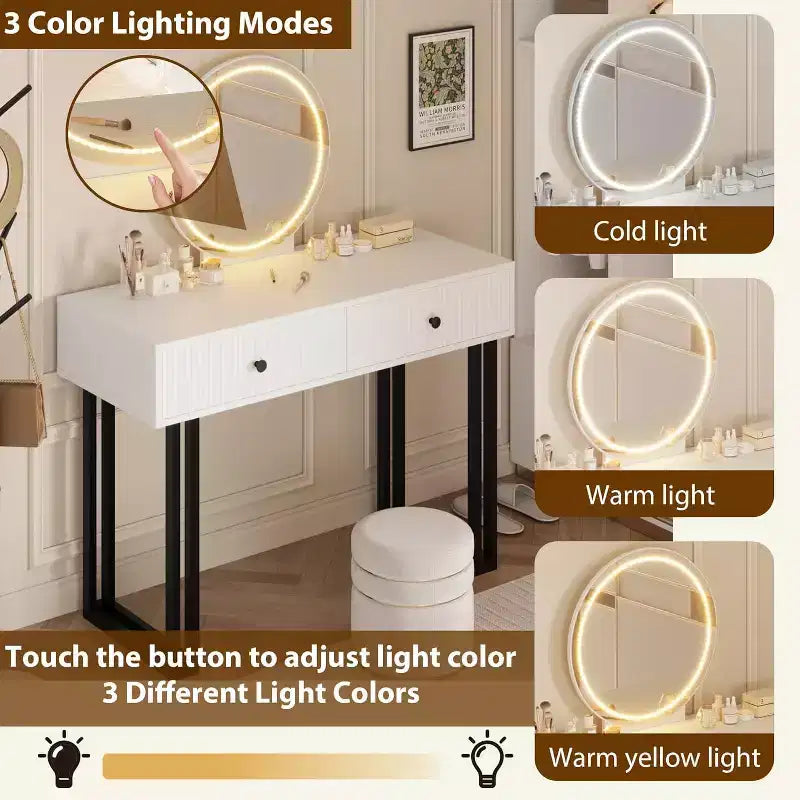 Coiffeuse avec miroir et lumière