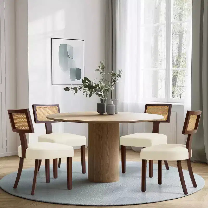 Chaise de salle à manger de cuisine rembourrée en lin