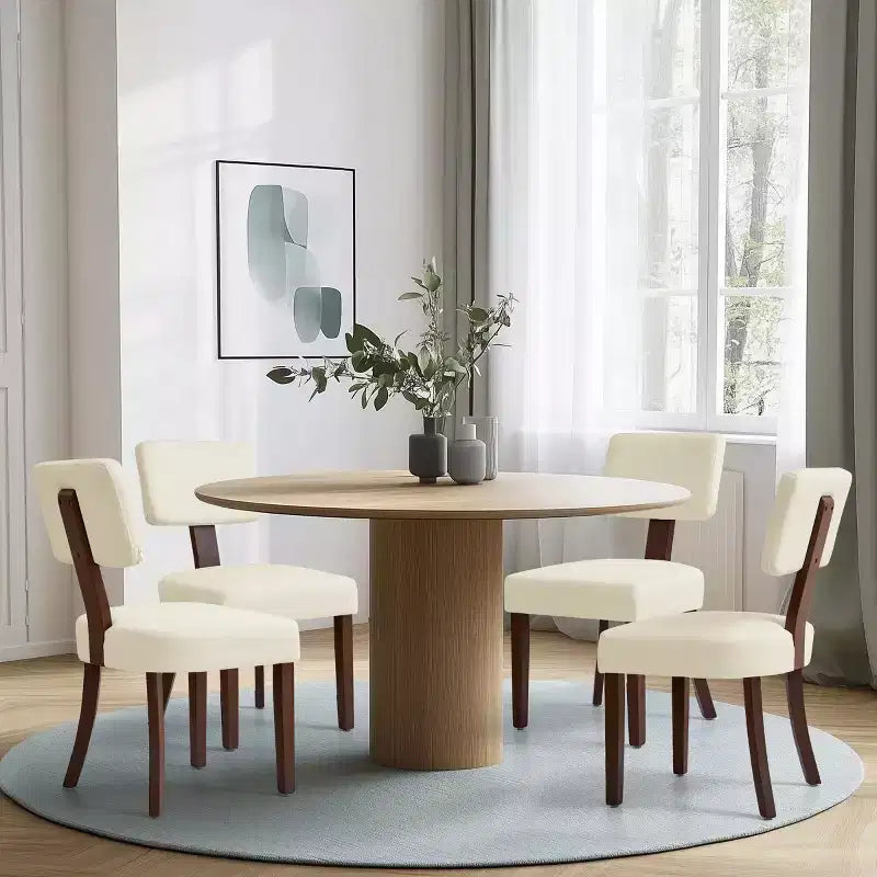 Chaise de salle à manger de cuisine rembourrée en lin