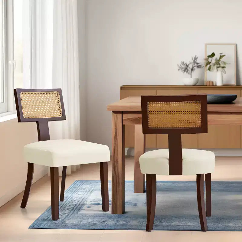 Chaise de salle à manger de cuisine rembourrée en lin