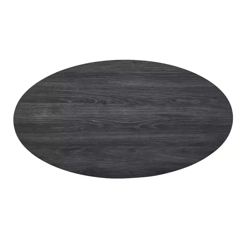Table basse contemporaine ovale en bois avec étagère