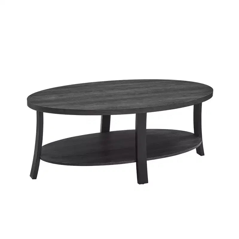 Table basse contemporaine ovale en bois avec étagère