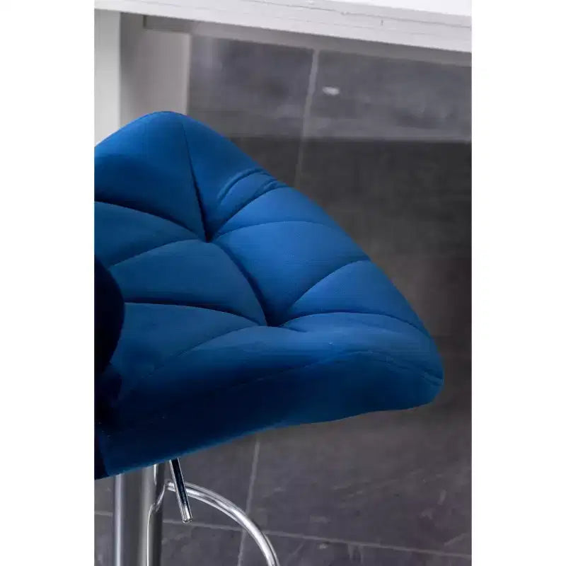 Tabouret de bar réglable en hauteur, matelassé losanges, en velours