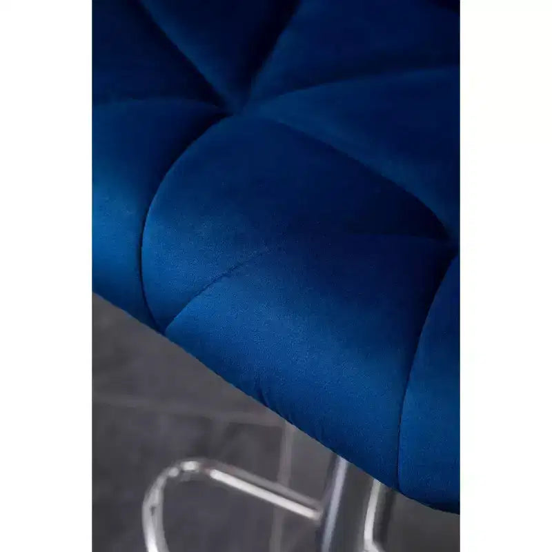 Tabouret de bar réglable en hauteur, matelassé losanges, en velours
