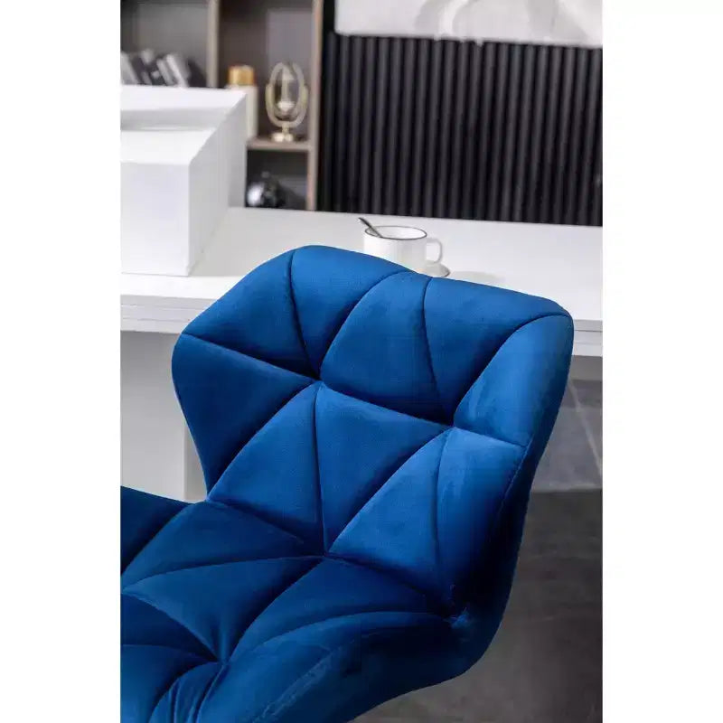 Tabouret de bar réglable en hauteur, matelassé losanges, en velours