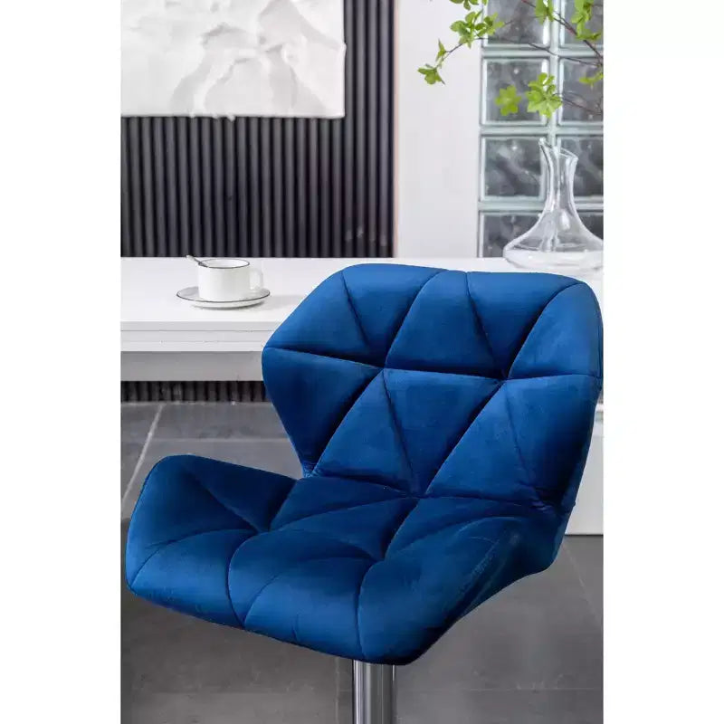 Tabouret de bar réglable en hauteur, matelassé losanges, en velours