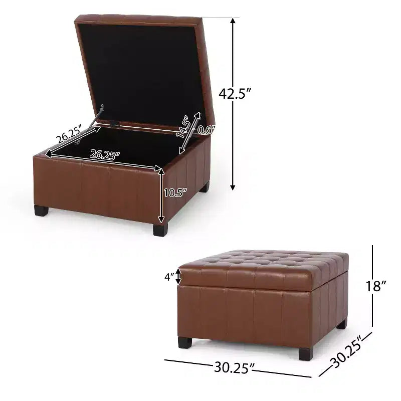 Repose-pieds de rangement en similicuir