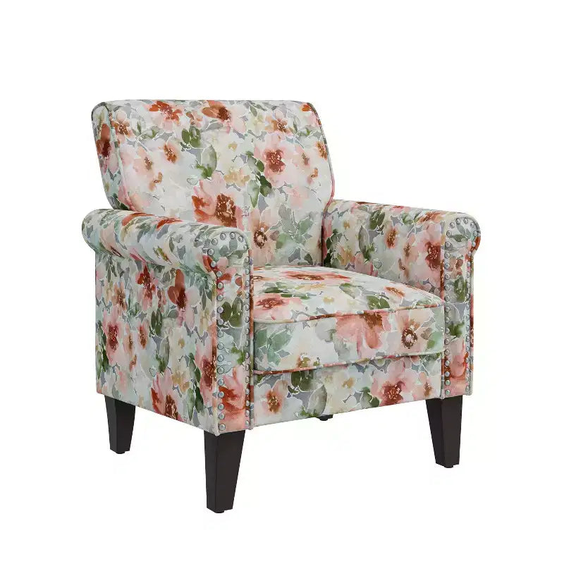 Fauteuil traditionnel à accoudoirs arrondis